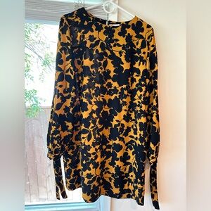 H&M Black Floral on Gold Dress